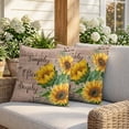 thumbnail image 3 of Pillow Covers 18x18 Set of 2, Yellow Sunflowers Square Throw Pillow Covers for Couch/Sofa/Living Room, Farmhouse Floral Rustic Leaves Brown Wood Decorative Soft Pillowcases for Couch Throw Pillows, 3 of 9