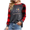 thumbnail image 2 of Pntutb, camisas navideñas para mujer, tops de empalme a cuadros, sudaderas de manga larga a la moda, blusas, tops Pntutb Pntutb-4004, 2 of 6