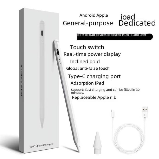 Lápiz capacitivo de carga magnética plano para iPad, lápiz óptico compatible con Apple Pencil, lápiz óptico Apple