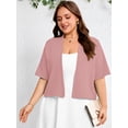 thumbnail image 6 of SHOWMALL Womens Plus Cropped Cardigan Open Front Shrug for Dresses Lightweight Bolero for Summer Pink 3X, 6 of 8