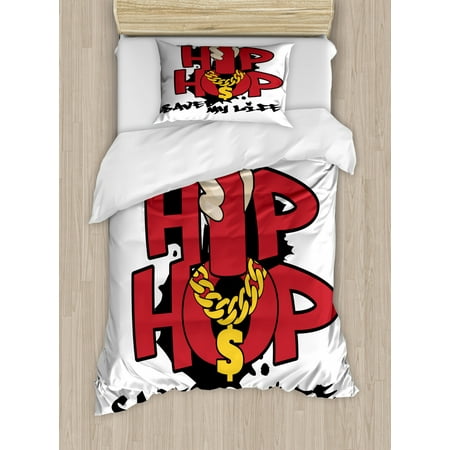 Hip Hop Twin Size Duvet Cover Set Hip Hop Saved My Life Phrase In