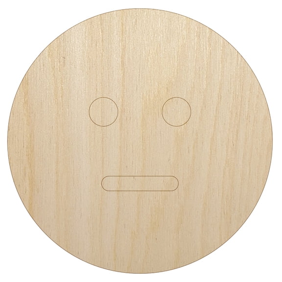 Neutral Face Emoticon Wood Shape Unfinished Piece Cutout Craft DIY Projects - 4.70 Inch Size - 1/8 Inch Thick