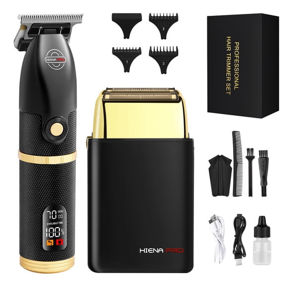 HIENA PRO Cortapelos y afeitadora de láminas para hombres, cortapelos profesionales inalámbricos con pantalla LCD, recortadora de pelo sin huecos, afeitadora de doble lámina, regalos para hombres