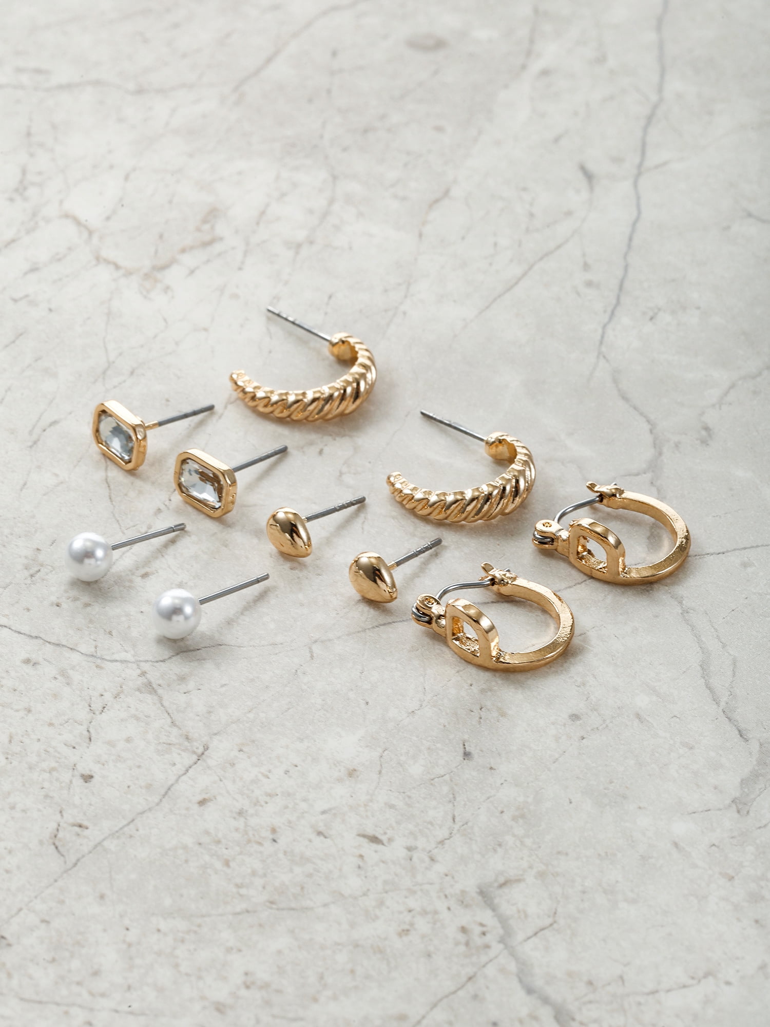 Time and Tru Goldtone Multi Earring Set, 5 Pairs, Initial P