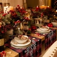 thumbnail image 2 of Christmas Red and Black Checkered Table Runner-Cotton Linen- 72 Inch Holiday Dresser Scarves, Winter Snowflake Tablerunner for Kitchen Coffee/Dining Bedroom Home Living Room Dinner Scarf Décor 13x72, 2 of 7