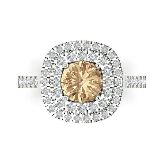 Solitaire with Accents Engagement Ring for Women - 1.615ct Yellow Moissanite in 18K White Gold Promise Ring