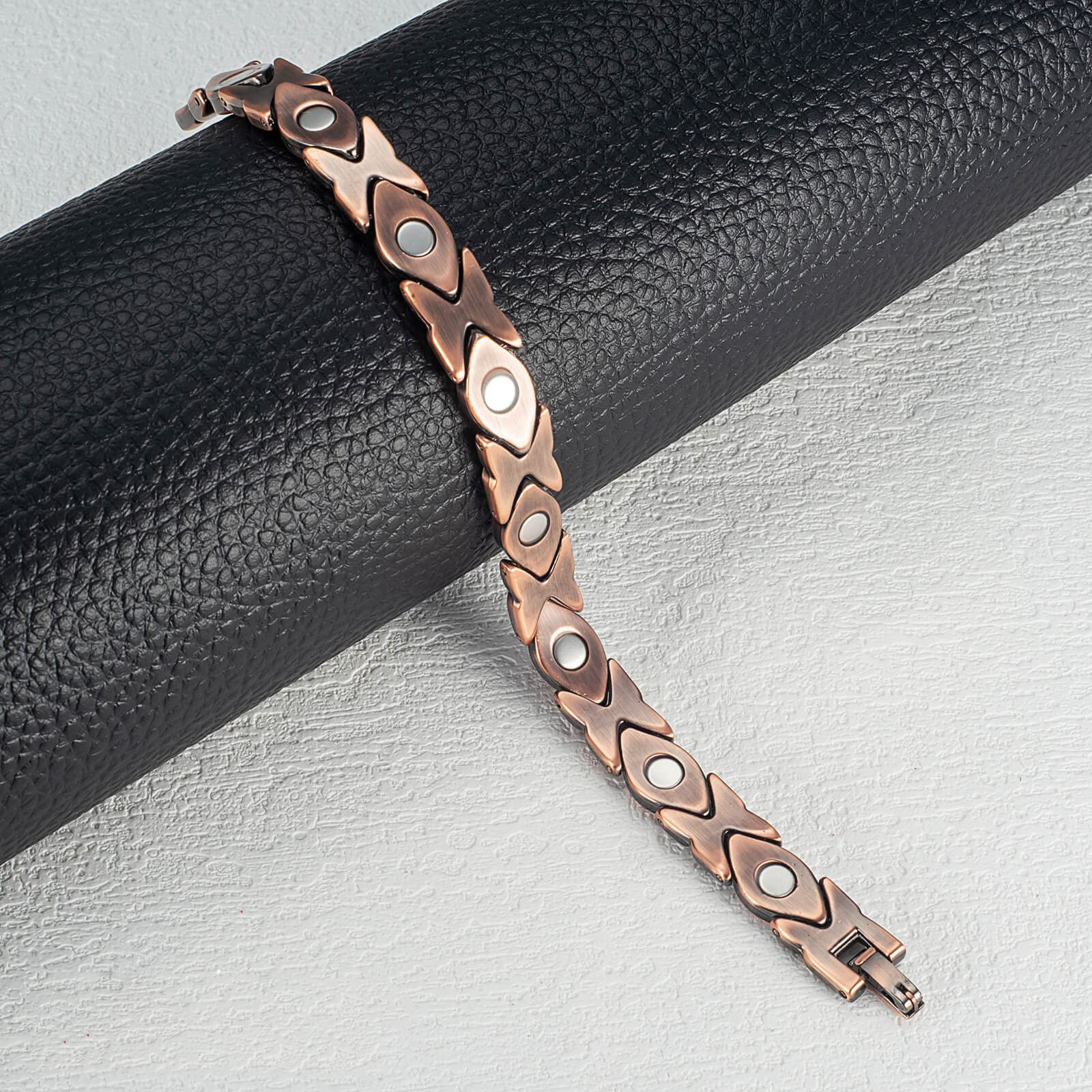 Wollet Copper Magnetic Anklets for Women,10'',  CZ Stone, Health Christmas Gift for Mom Wife Daughter, Width:0.37''
