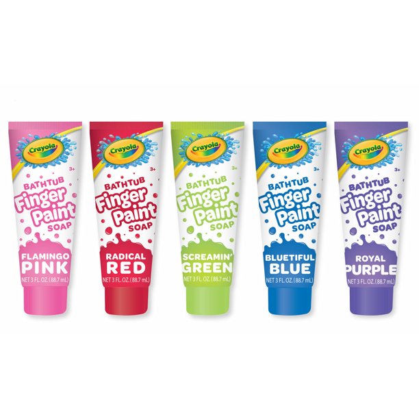 Crayola 5 Pieces Set Bathtub Finger Paint Soap Kids 3 fl oz, Blue, Red, Green, Pink & Purple