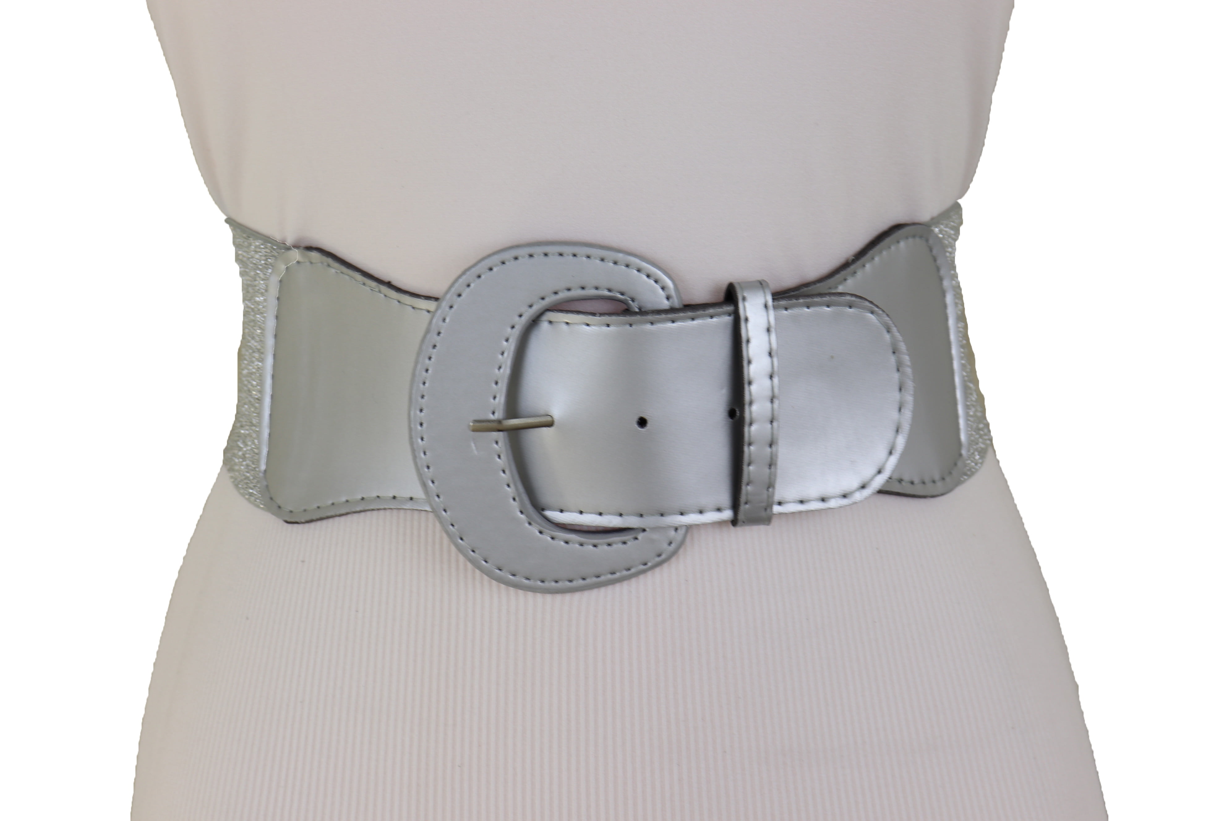 Silver Stretch Strap Cinch Waistband Fashion Belt Hip High Waist Size –  alwaystyle4you