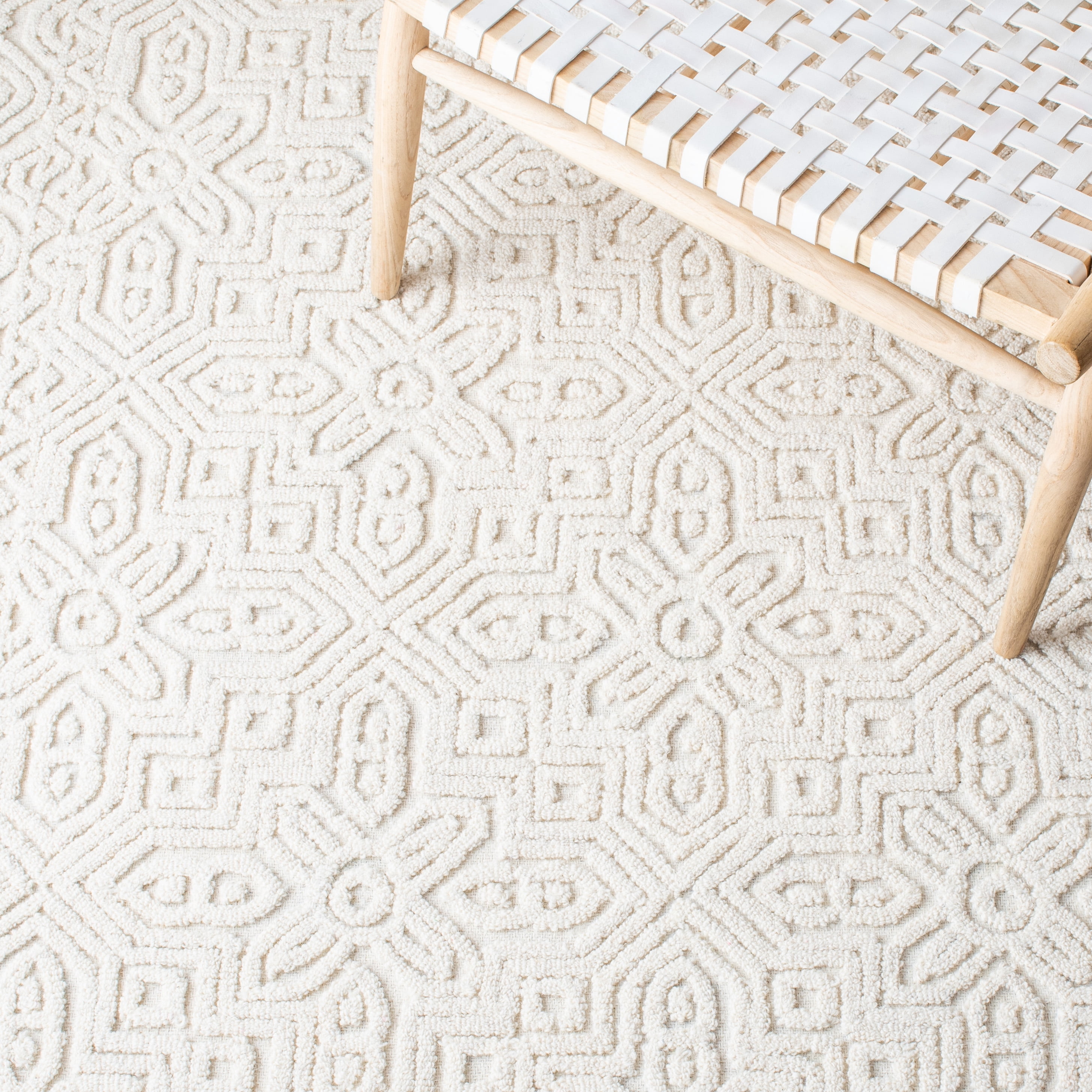 SAFAVIEH Textural Dinah Geometric Area Rug, Ivory, 9' x 12'