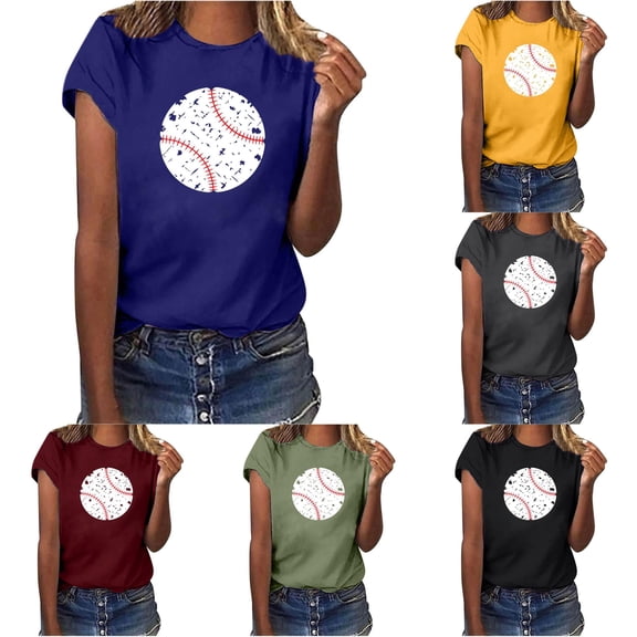 Trendfront Womens Distressed Baseball Graphic Tee Sports T Shirt Crewneck Short Sleeve Softball Game Day Fan Gifts Summer Casual Tops