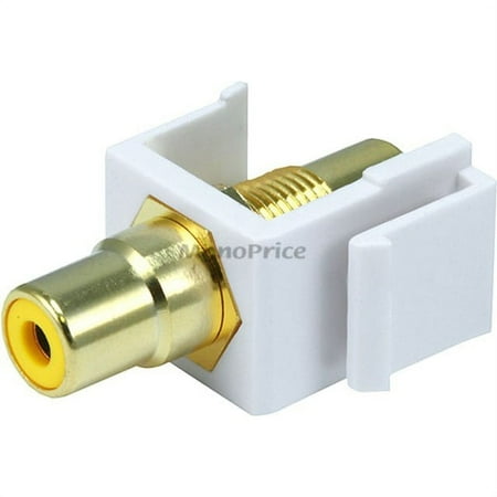 UPC: 0844660065494 | Monoprice Modular RCA Coupler Keystone Jack – White With Yellow Center