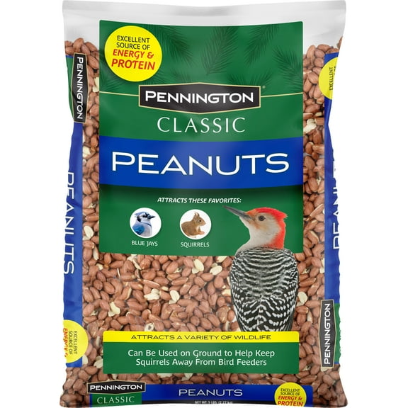 Pennington Shelled Peanuts Wildlife and Wild Bird Food, 5 lb. Bag, 1 Pack, Dry