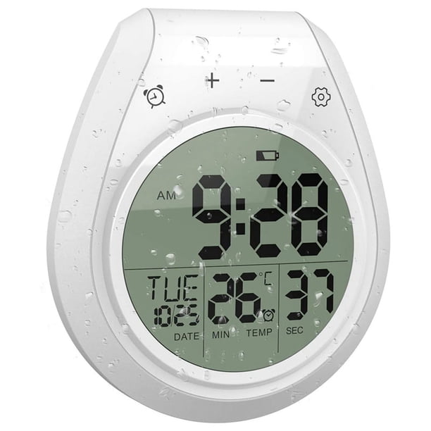 Reloj de Ducha Digital Resistente Al Agua, Reloj Temporizador de BañO, Reloj de Pared de Cocina Digital, Pantalla LCD, Formato de 12/24 Horas