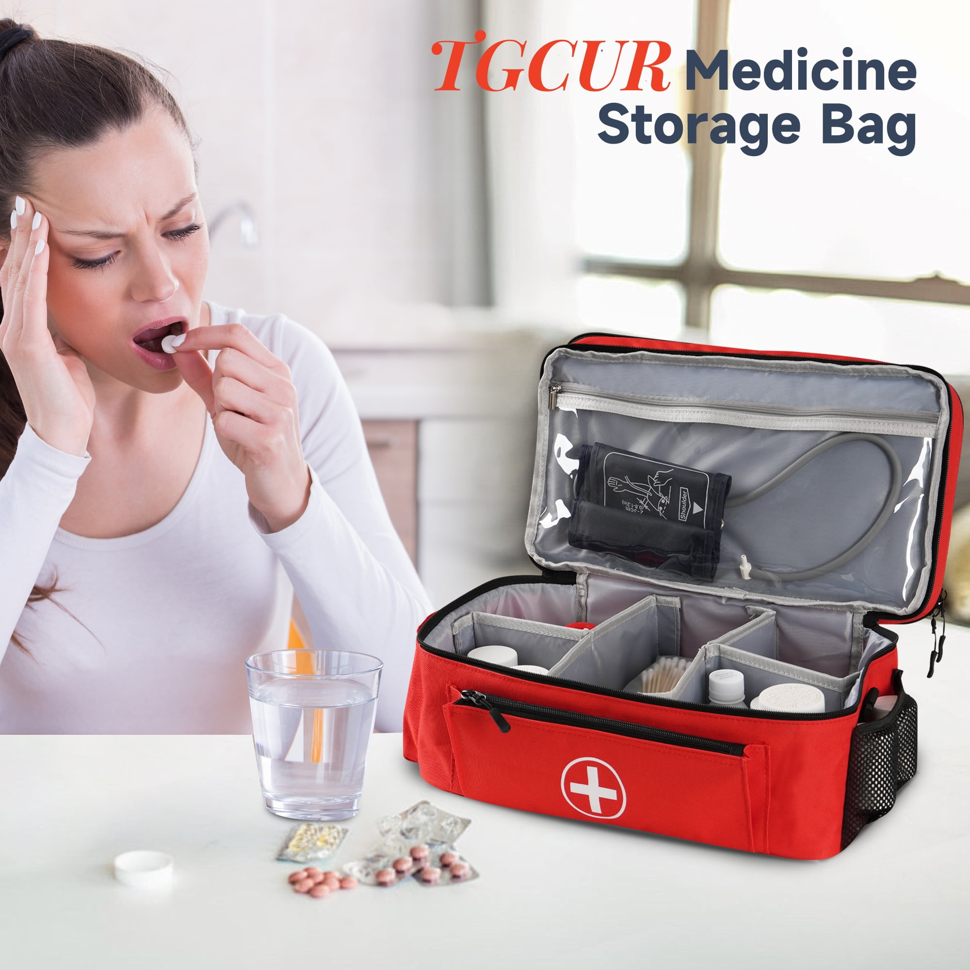 TGCUR Medical Bag, Medicine Organizer, First Aid Box, Pill Organizer for Emergency, Home, Travel