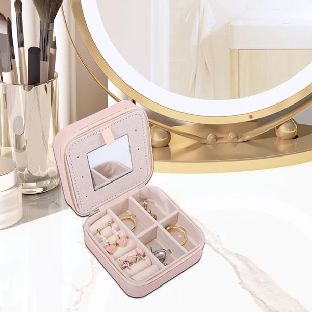 Caja de almacenamiento de joyería Fernando organizador de pendientes Caja pequeña de recuerdo Caja de anillo estuche de joyería para pulsera pendientes Rosa