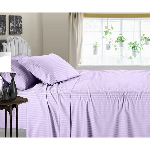 Sgi Bedding 4pc Egyptian Cotton Sheet Set Solid 600tc Lilac Stripe Texas King 80x98 18 Deep Com Sgi Bedding 4pc Egyptian Cotton Sheet, Texas King Size Bed Sheets