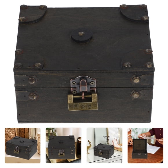 AURARMLET 1Set Gray Retro Wooden Jewelry Box for Men and Home Decor 5.89X4.72X3.14In