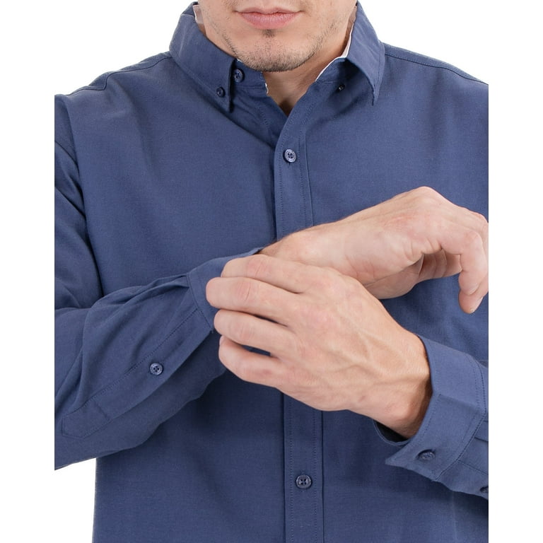 Oxford Men's Dress Shirt, 2 Pack, Long Sleeve Button Down, Casual Fit with  Big and Tall Sizes, Solid Modern Colors - Walmart.com