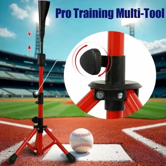 Adjustable Height Baseball Hitting Tee - Professional Portable Batting Trainer For Adults, All-Weather Durable Design With Anti-Tip Metal Base (Supports Baseball/Softball/Weighted Balls)