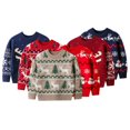 thumbnail image 1 of Pull de Noël pour Tout-Petits Automne Hiver pour Garçons Filles Pull Col Rond Tricoté Bébé Sweat-Shirt de Noël Dessin Animé Stretch 2-9 Ans, 1 of 6