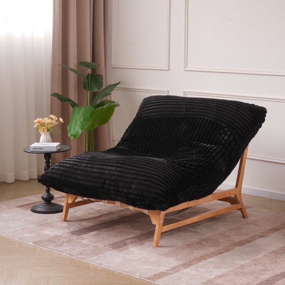 Magic Home 47.24" Oversized Accent Chairs, Sofa Chair, Comfy Recliner Reading Accent Armless Chair for Living Room, Chaise Lounge Chair with Removable Upholstered for Reading Bedroom, Black