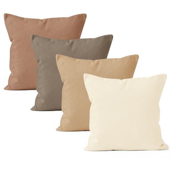 Encasa XO Throw Pillow Covers 20x20 in Set of 4 Beige Combo | No Inserts | Cotton Pillow Covers For Living Room, Bed, Sofa, Couch | Decorative Cushion Covers With Improved Zipper
