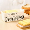 thumbnail image 5 of Farmhouse ceramic butter tray with lid - butter box, large capacity, can hold 2 butter sticks, natural bamboo and heat-treated porcelain (butter, large size), 5 of 7