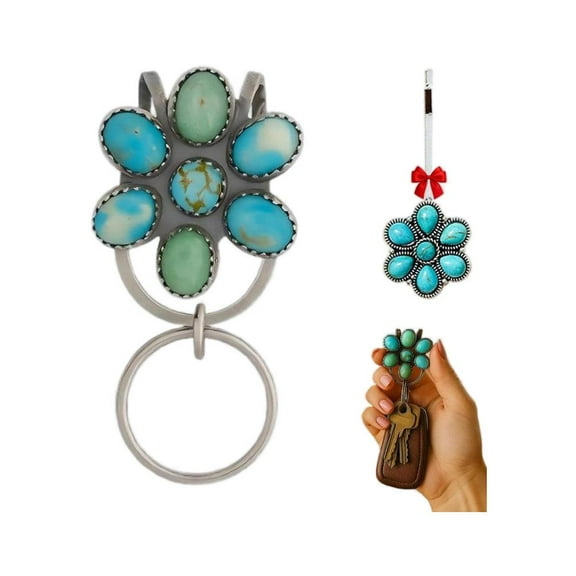 Turquoise Cowgirl Keychain for Women, Western Bag Clip & Key Holder, Car Key Finder, Belt Loop Accessory (3pcs)