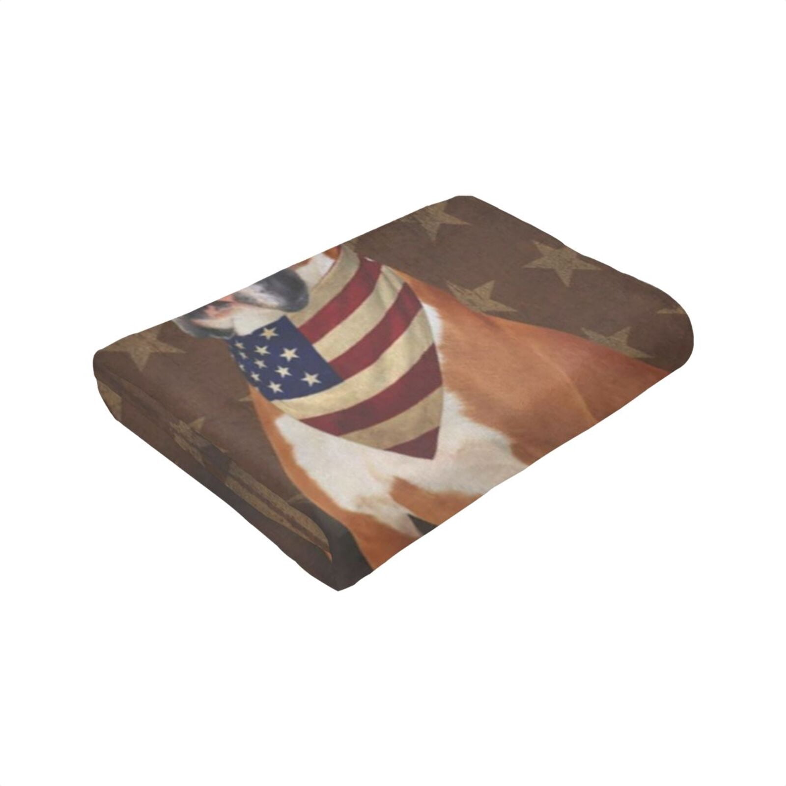 Wijzvio Boxer Dog With Vintage American Flag Throw Blanket Soft Fuzzy Fleece Blanket For Couch Bed Living Room Decoration 50"X40"