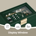 thumbnail image 3 of LEDREM Jewelry Box Organizer, 4-Layer Stackable Storage with 3 Drawers & Glass Lid, Modern Vanity Display Case for Earrings Necklaces Rings, Forest Green and Gold, 3 of 7