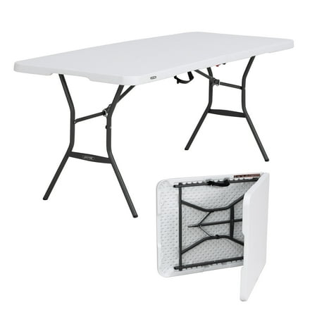 UPC 081483250113 product image for Lifetime 6 ft. Rectangle Commercial Fold-In-Half Table - White | upcitemdb.com