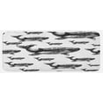 thumbnail image 1 of Whale Kitchen Mat, Hand Drawn Striped Blur Swimming Schoal of Huge Whales Work of Art, Plush Decorative Kitchen Mat with Non Slip Backing, 47" X 19", Black and White, by Ambesonne, 1 of 1