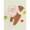 thumbnail image 4 of Aojekbee Baby Boys Outfit, Long Sleeve Letters Print Romper Elastic Waist Pants Hat Halloween Clothes, 4 of 10
