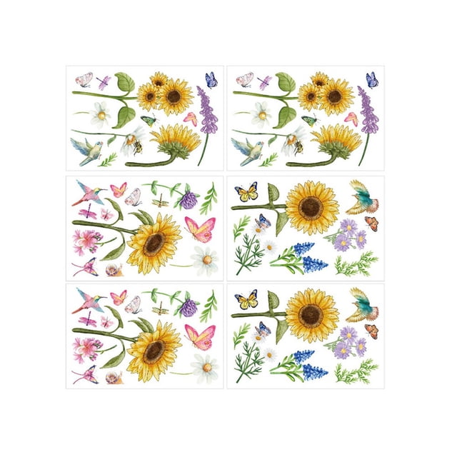 Birdeem Colored Sunflower Window Stickers Spring Summer Window Stickers Decoration Sticker Wall Sticker Window Sticker
