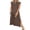 Brown, variant on Summer Casual Sleeveless Maxi Dress for Women Crewneck Loose Split Wrinkle-Free Travel Vacation Long Dress Beach Sundress with Pockets Light Blue L