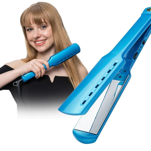 Nano Titanium 1.7" Wide Flat Iron for All Hair - Straightener and Curler with 5 Temps and Dual Voltage