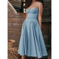 thumbnail image 4 of ZAXARRA Robe d'Été Décontractée pour Femmes, Ligne A, Couleur Unie, Sans Manches, Dos Nu, Robe Midi, Mode, Poches Latérales, Coupe Basse, 4 of 5