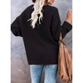 thumbnail image 4 of Women'S Oversized Sweaters Batwing Long Sleeve Loose V Neck Button Henley Tops Pullover Knit Jumper Black XL, 4 of 6