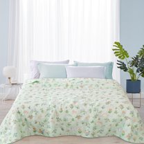 Qocolhg Summer Quilts for Adults Kids, Air Conditioning Quilt, Washed Cotton Cooling Blankets for Hot Sleepers, Sofa Bedding Soft Coverlet Lightweight Cooling Quilts for All Season, 39x59 inch, Green
