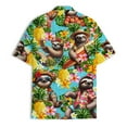 thumbnail image 3 of Pineapple Sloth Funny Tropical Hawaiian Shirt Aloha Summer Button Down Short Sleeve Casual Shirt, 3 of 7