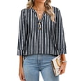 thumbnail image 2 of Ronuti Womens T-shirts 3/4 Sleeve Henley Tops for Women Ladies Premium Printed T-shirt Solid color Tops, 2 of 8