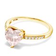 thumbnail image 3 of Gem Stone King Heart Shape Rose Rose Quartz 1.90 Ct 18K Yellow Gold Plated Silver Ring, 3 of 5