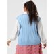 thumbnail image 5 of Suéteres de talgrande pamujer Chaleco con cuello en V Cable Estilo de muy buen gusto Jersey sin mangas Suéter Chalecos Cielo azul 1X, 5 of 6