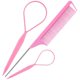 thumbnail image 1 of Set de herramientas para peinar el cabello con kit de trenza francesa, lazo Topsy Tail, peine de cola de rata y horquilla para trenzar en color rosa., 1 of 5