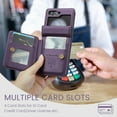 thumbnail image 2 of Feishell for Samsung Galaxy Z Flip 7 Case with Card Holder, Wallet Case for Women Men with RFID Blocking, Durable PU Leather Kickstand Magnetic Clasp Shockproof Phone Case,Purple, 2 of 7