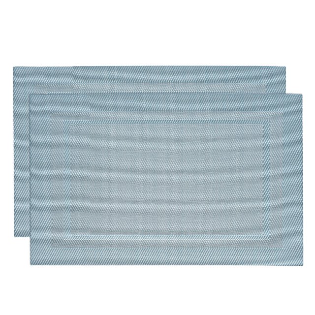 Unique Bargains Napperons, 450x300mm Lot de 2 Napperons en PVC Lavables Tissés Bleu Lac