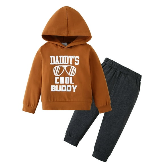 WESIDOM Toddler Baby Boys Clothes Letter Printed Hoodie Sweatshirt Top Trousers Pants Loose 2PCS Set