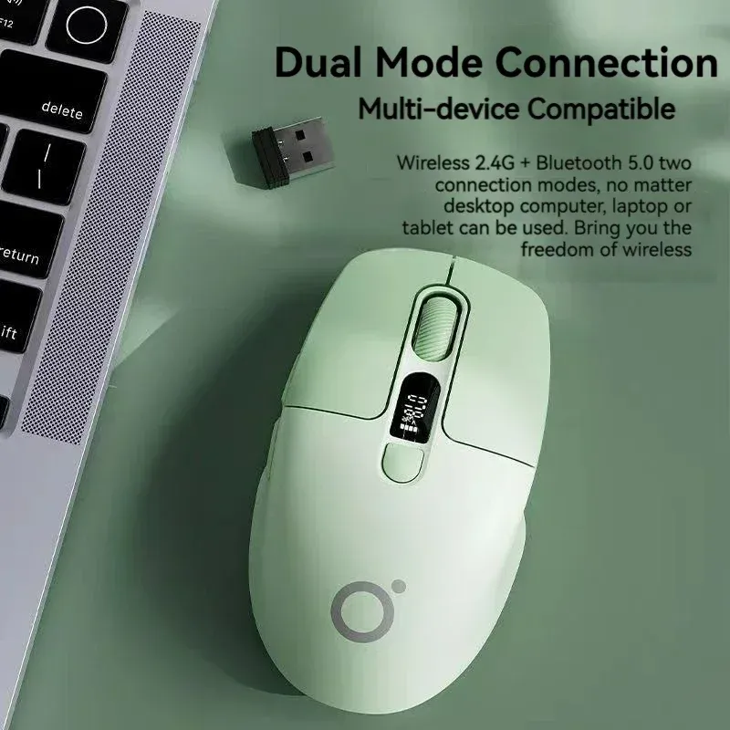 Eweadn Q1 2.4 Wireless Bluetooth Dual-Mode Mouse 1600PDI Smart Screen Esports Silent Rechargeable Gaming Mouse Accessories