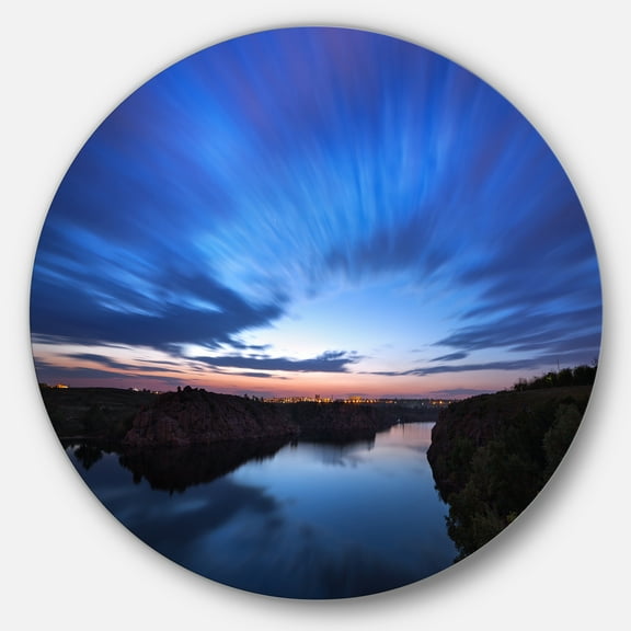 Designart 'Blue Night Sky with River' Metal Wall Art